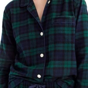 J Crew flannel pajama set in black watch plaid.